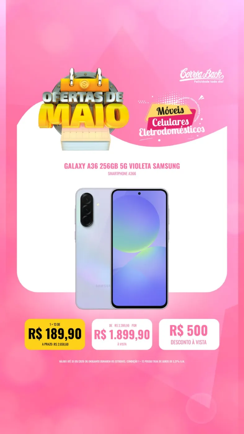 Galaxy A36 256GB 5G Violeta Samsung | CORRÊA BACK