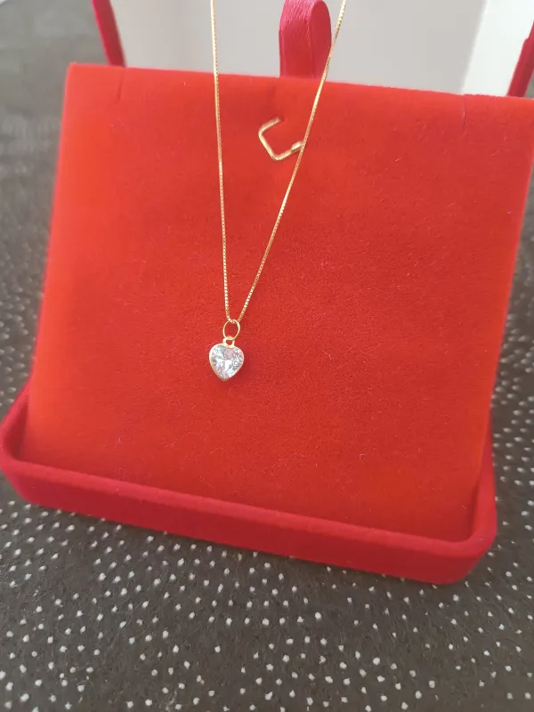 Gargantilha pedra coração | Relojoaria prata